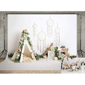 Floral Teepee and Dreamcatcher Backdrop